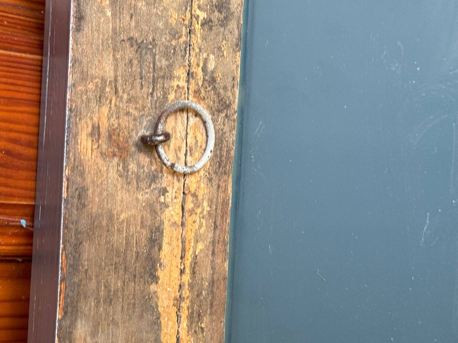 Pair of large sculpted mirrors in painted grey wood, antique style (1900s)