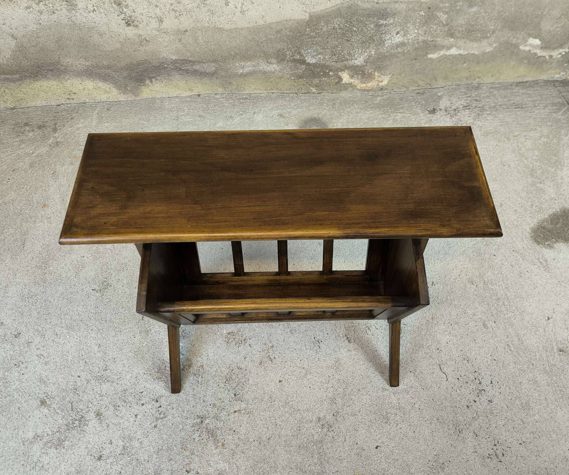 Wooden vintage magazine rack, shelf