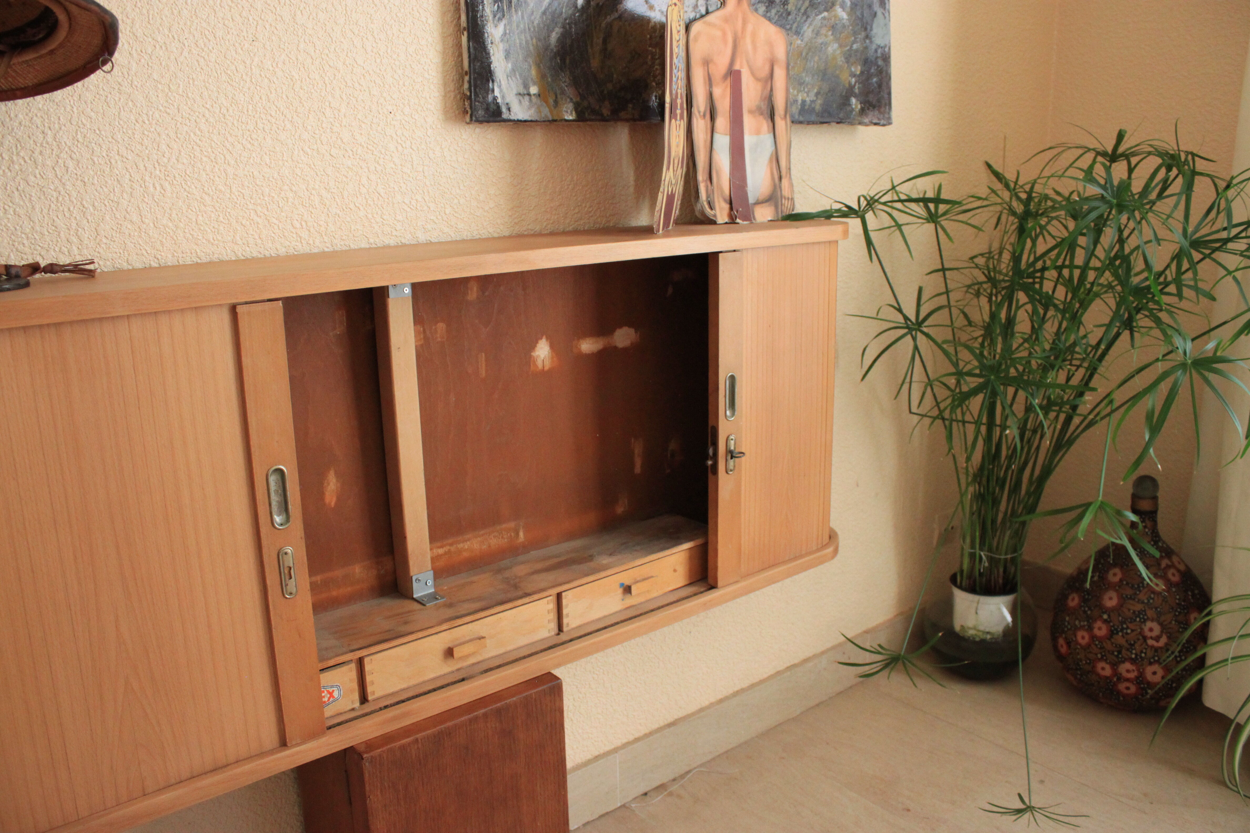 Old furniture workshop, trade, curtains of the 50s Famex