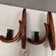 A set of old wall lamps in walnut.
