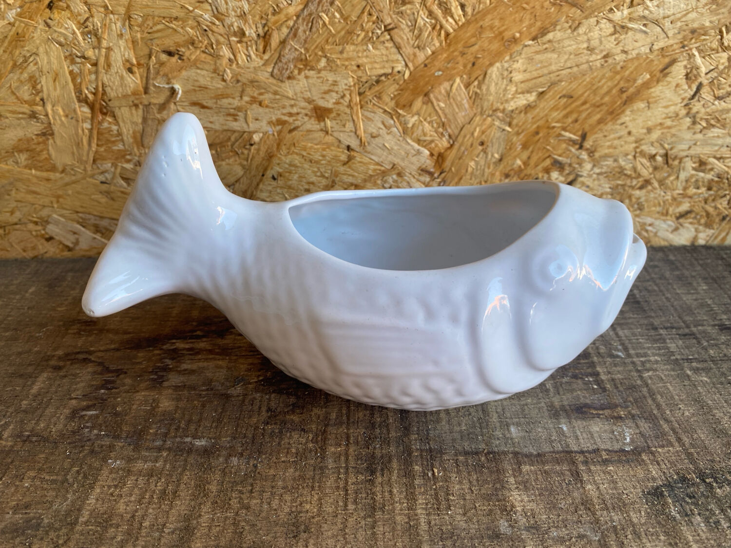 Vintage white ceramic fish sauce boat bruno evrard france
