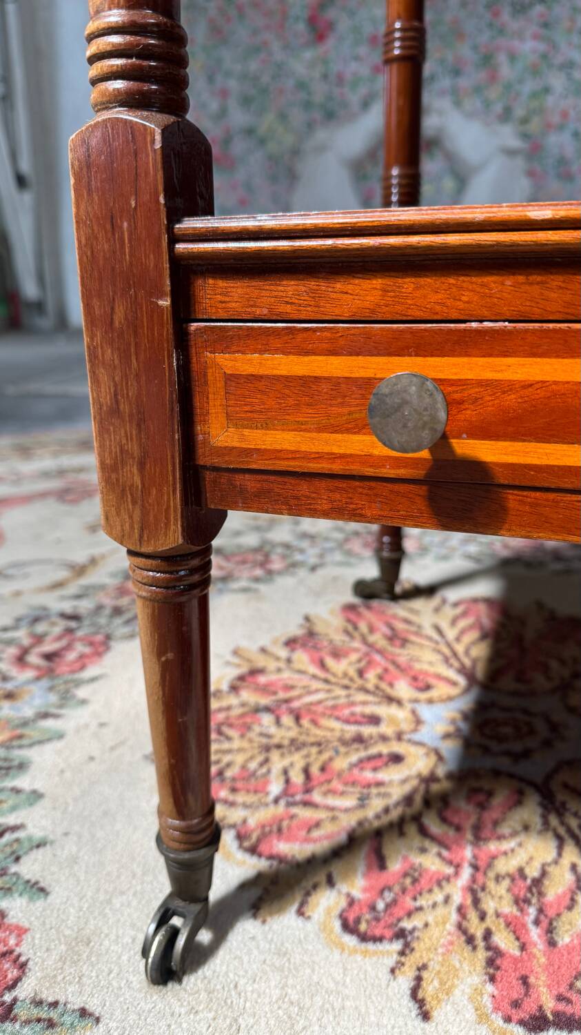 Antique mahogany rolling trolley