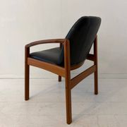 Mid-century modern chair in teak and black leather, Germany, 1960s