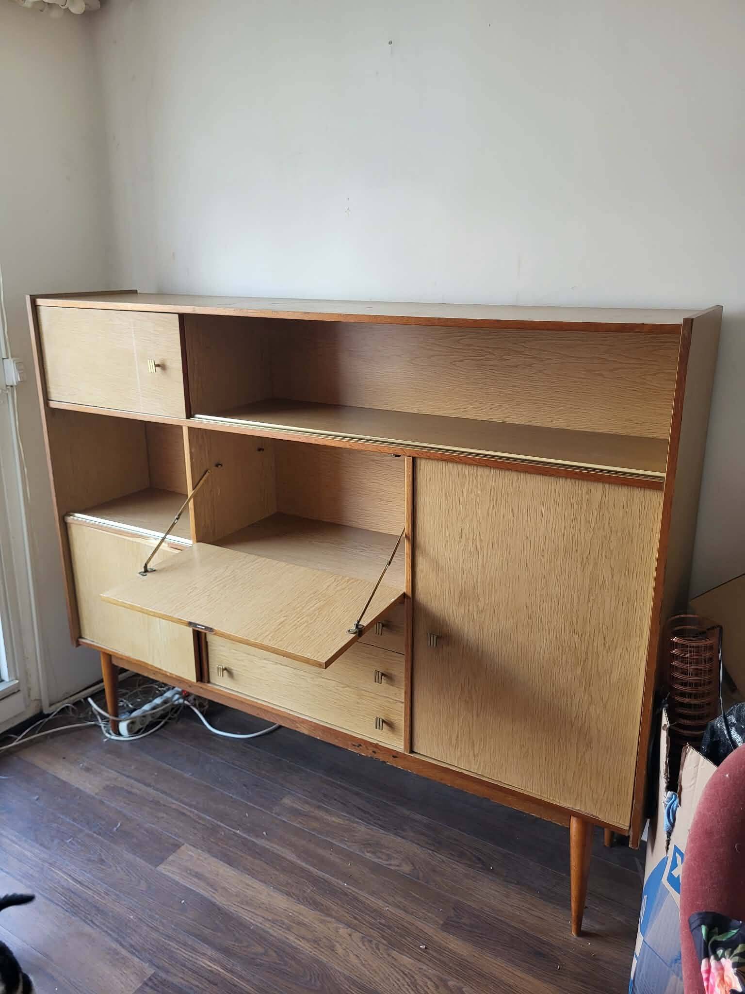 1960s secretary buffet on tapered legs