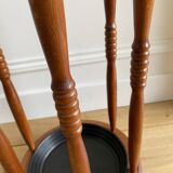 Vintage round wooden umbrella stand