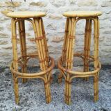 Bamboo tiki bar and two stools