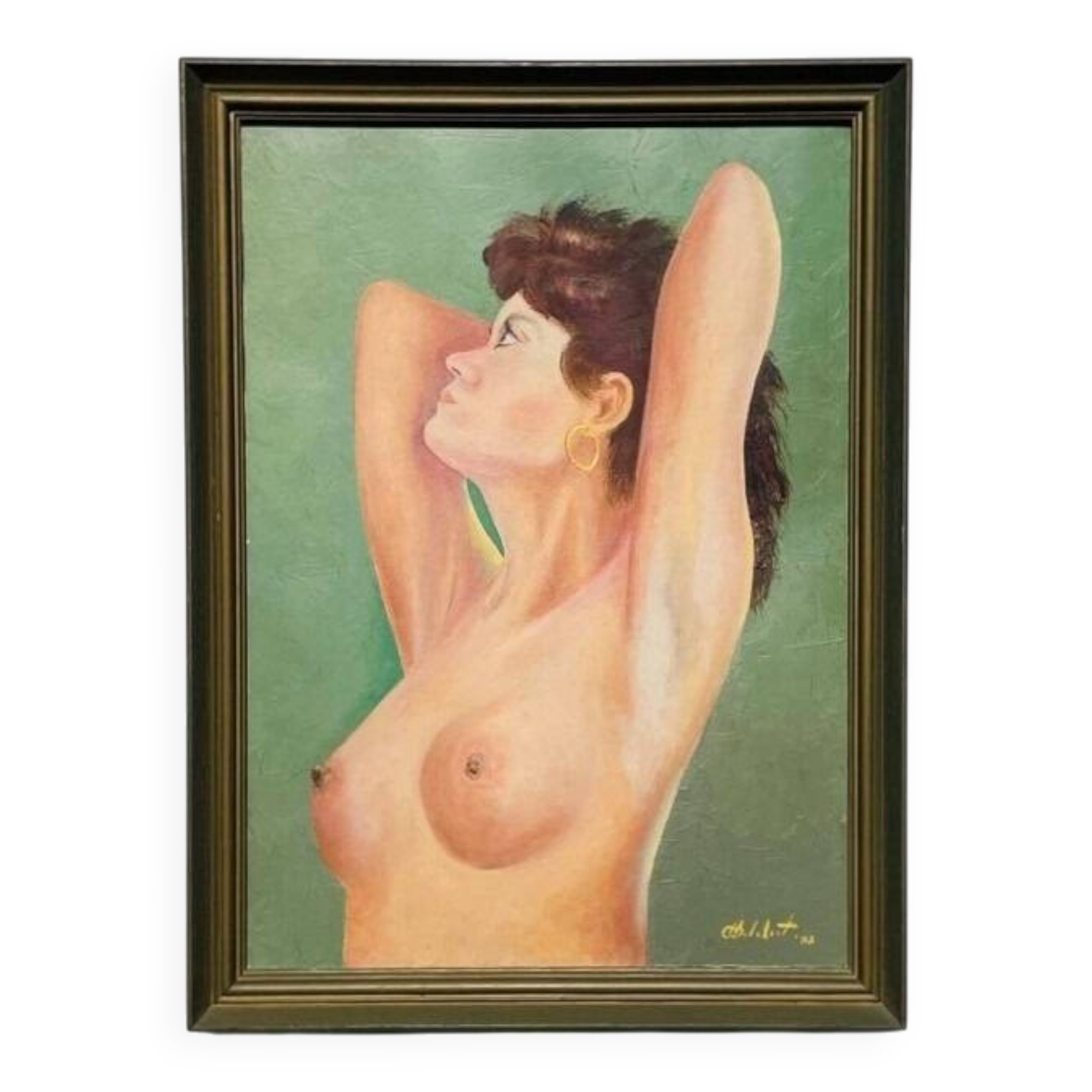 Painting by Camille Delahaut, Nude "Jill". Vintage