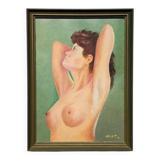 Painting by Camille Delahaut, Nude "Jill". Vintage