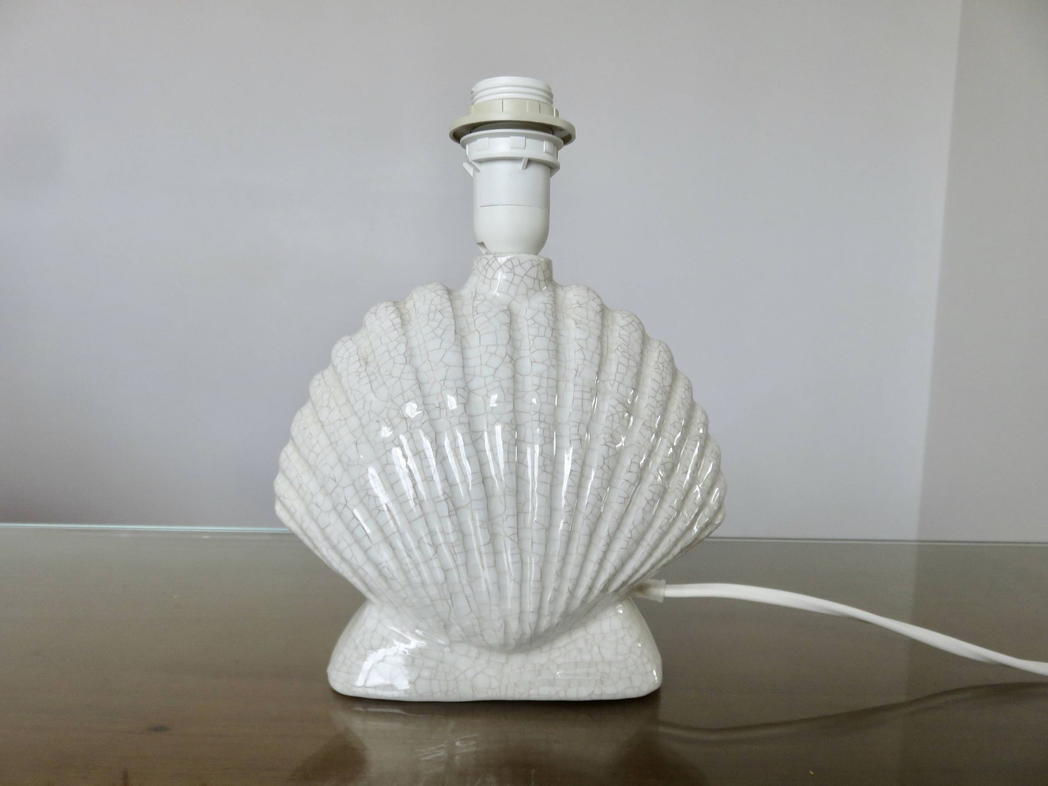 Lampe " coquillage " Italy en céramique craquelée années 70 80
