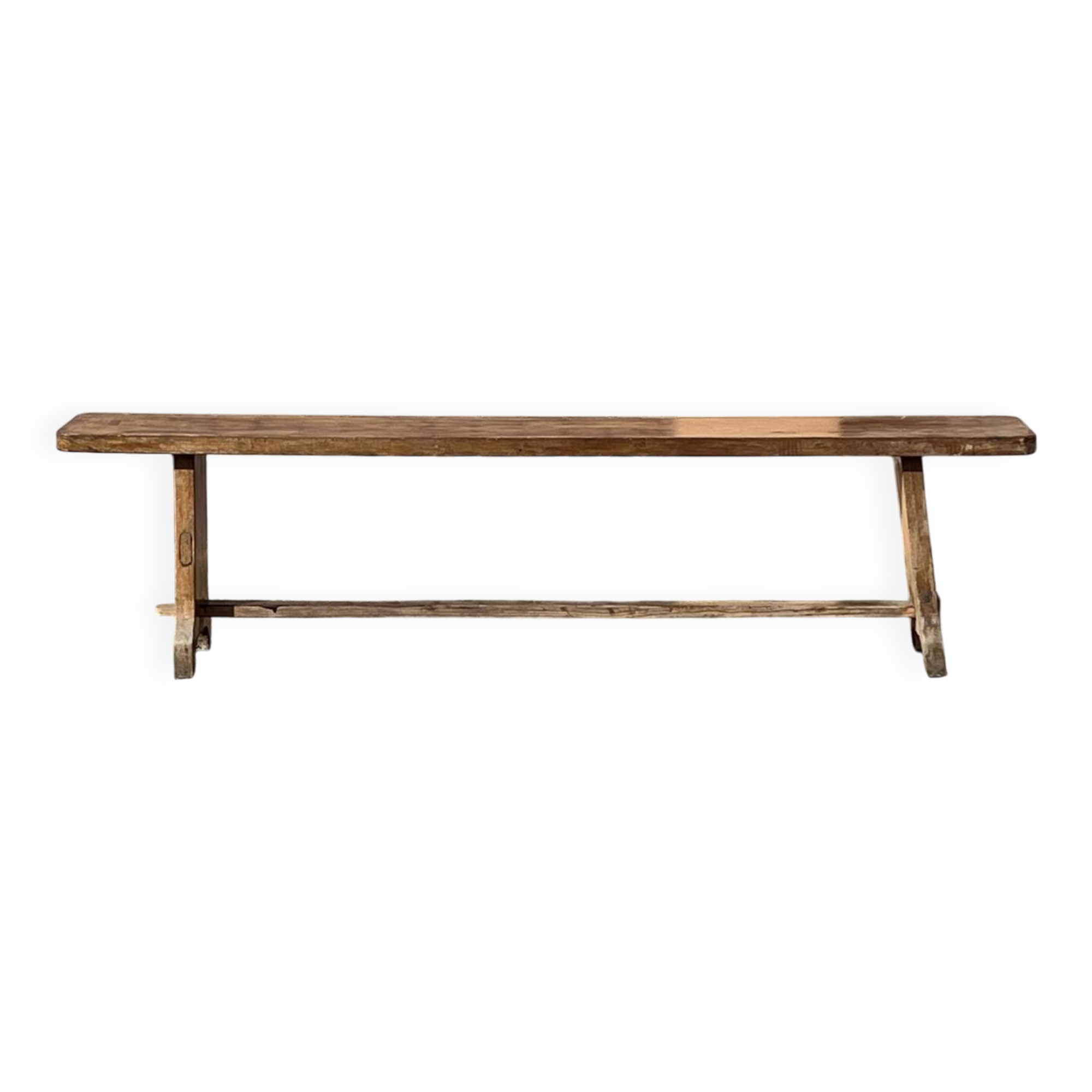 Solid wood bench, French artisanal craftsmanship.