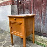 Marble and wood bedside table