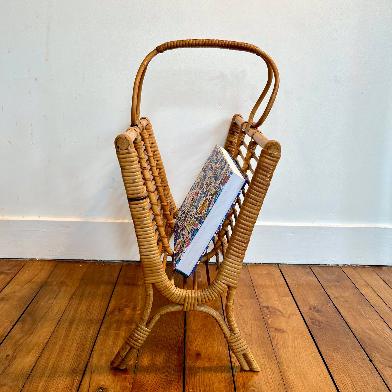 Rattan magazine rack