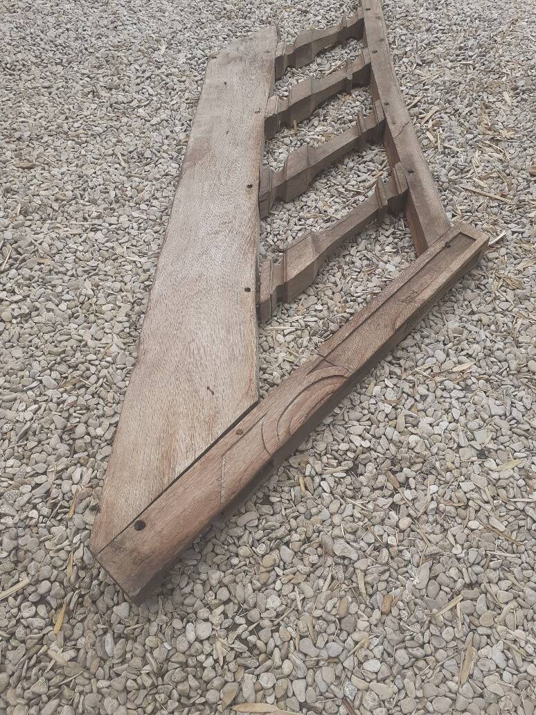 Old oak staircase balustrade with Louis XIII scrolled balusters