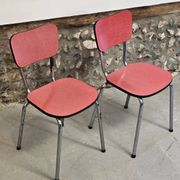 Paire de chaises en formica rose