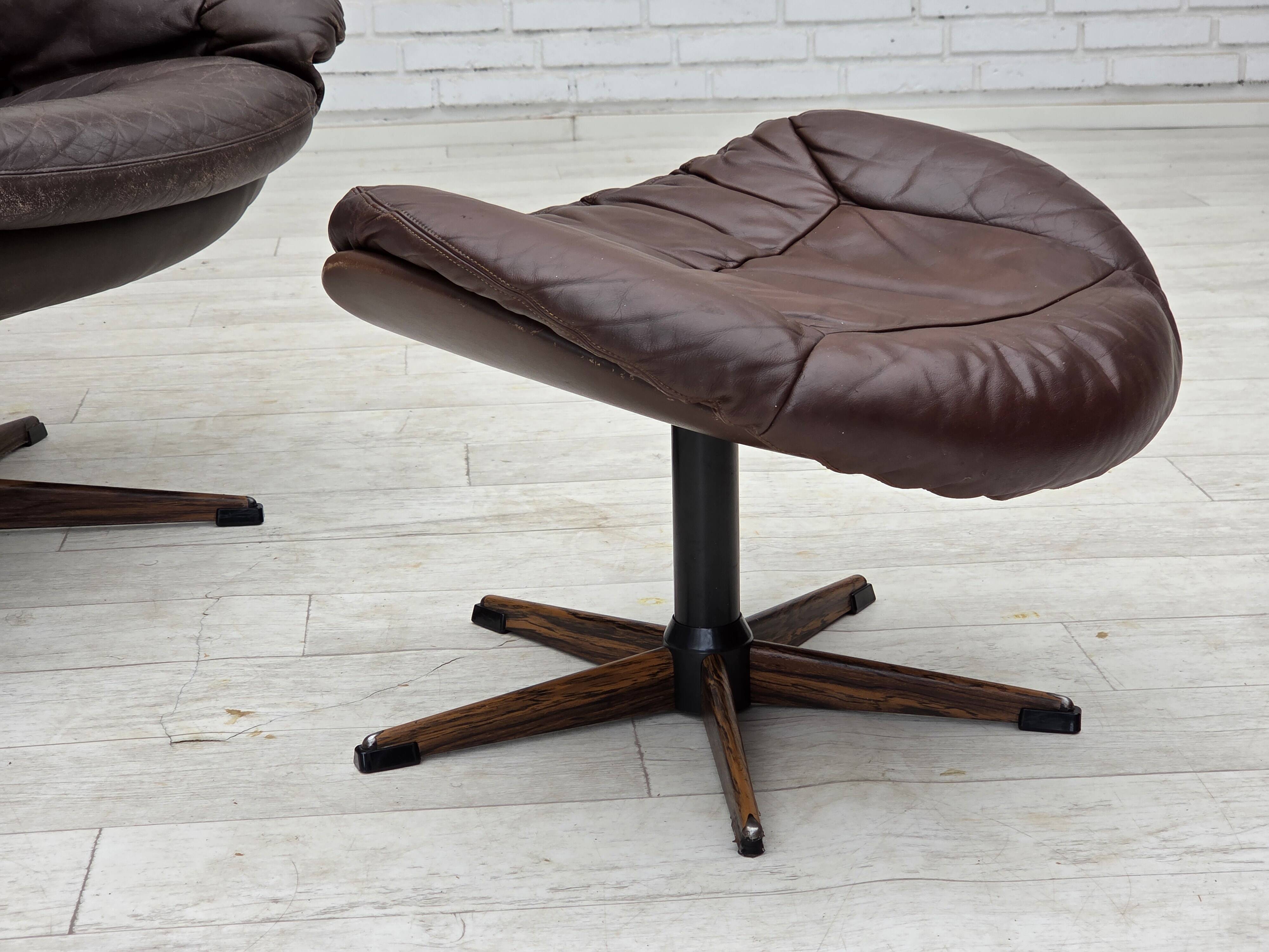 1970s, Danish design by H.W.Klein, swivel chair with footstool.