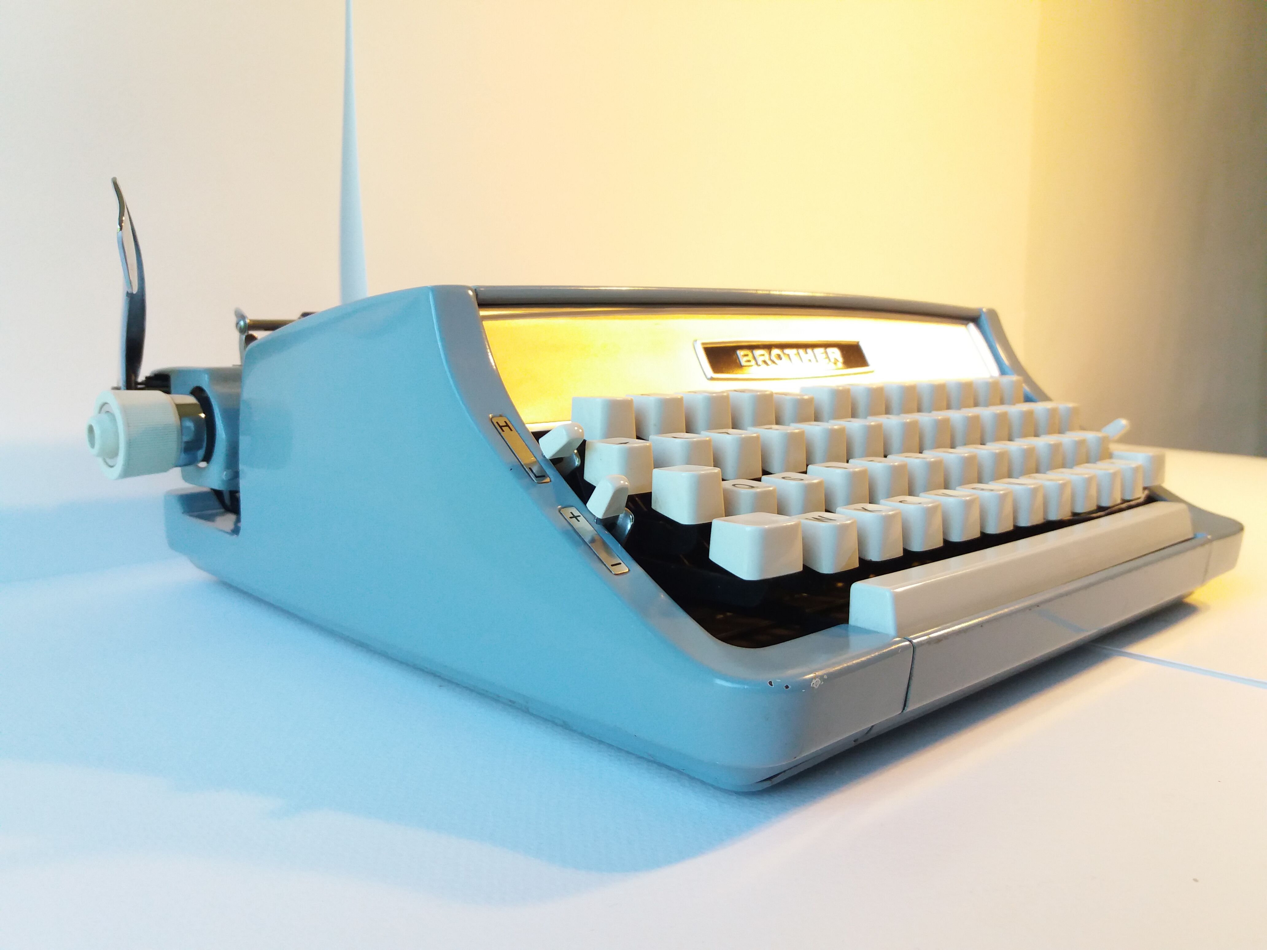 Pale blue Brother typewriter