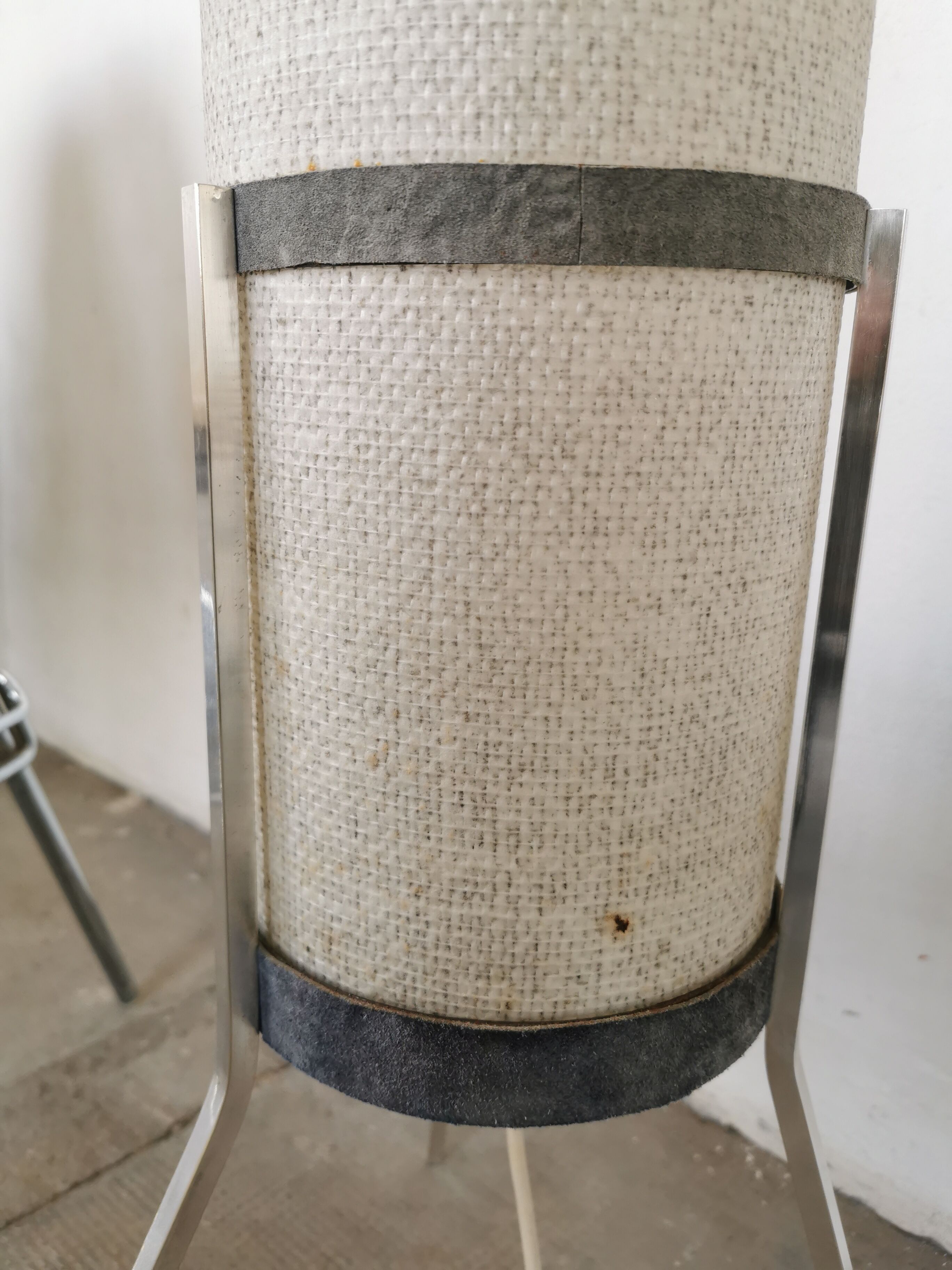 Floor lamp seventies totem, chrome and suede