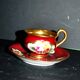Limoges precious porcelain cup decorated in fuchsia pink and gold, signed MAB