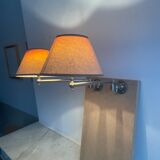 Pair of vintage, Art Deco chrome and beige adjustable wall lamps