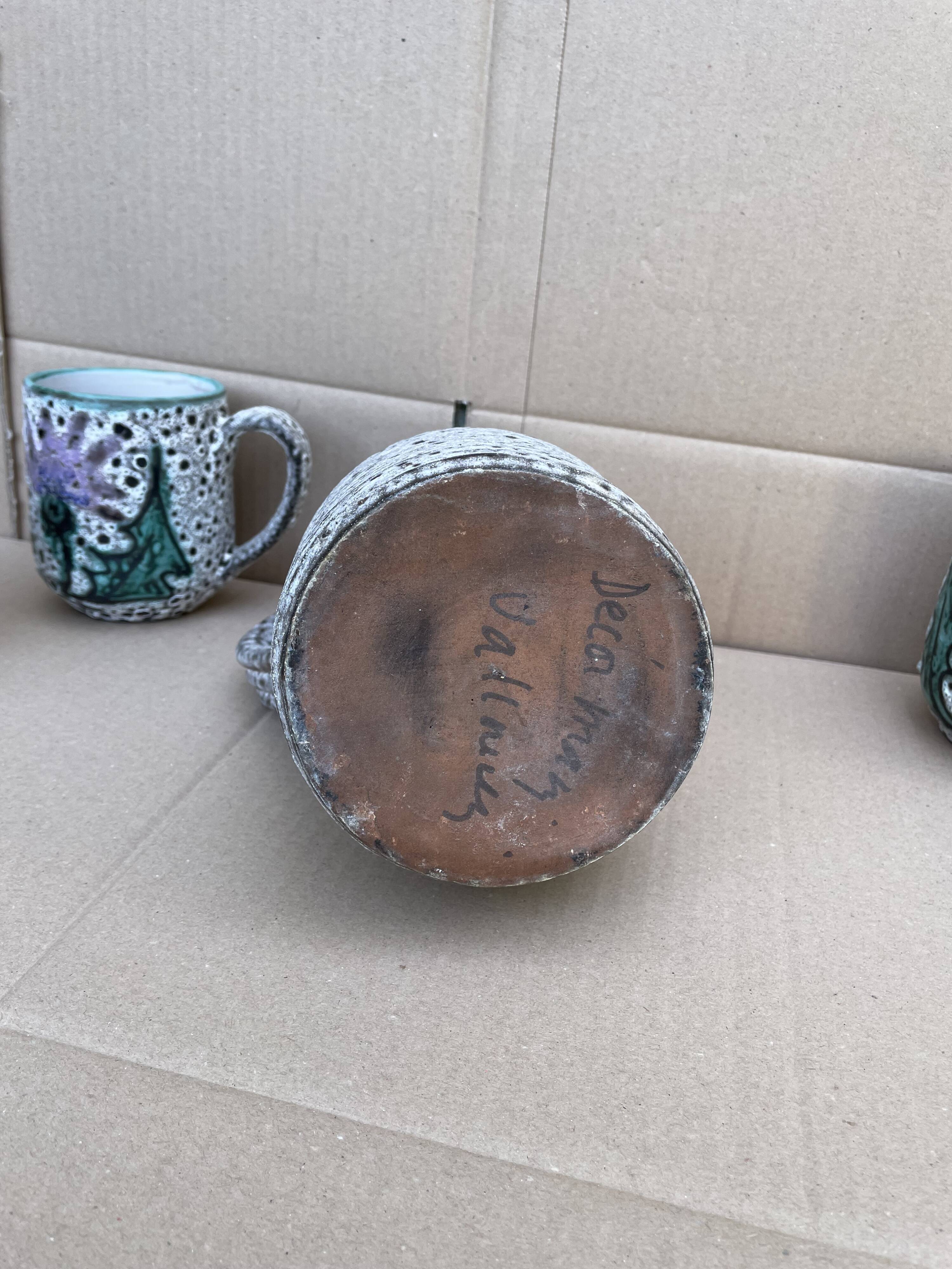 Vallauris lemonade orangeade service -pitcher/cup/glass -vintage hand décor