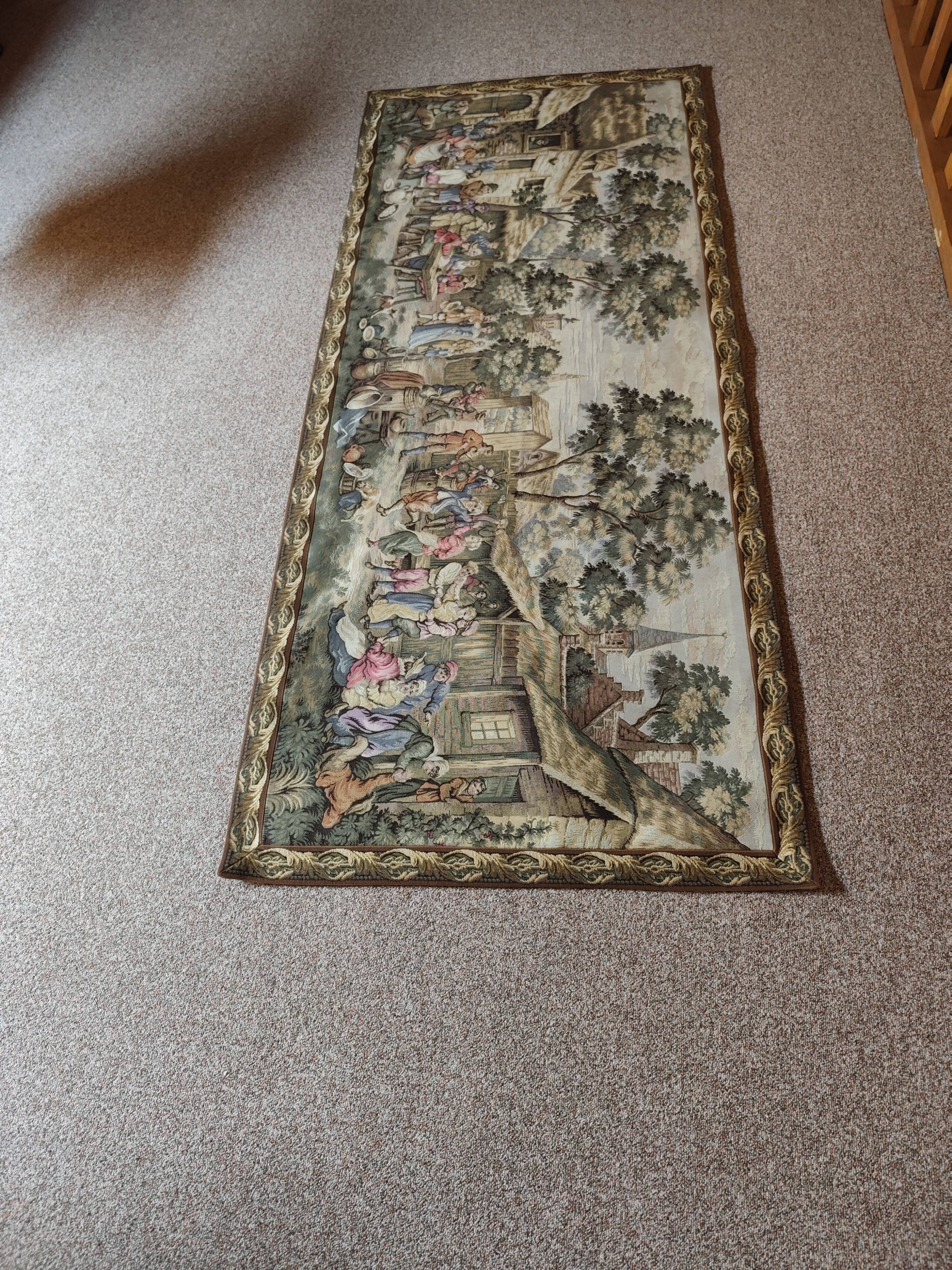 Gobelins tapestry Village festival scene in excellent condition