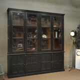Glass library in teak 1970 patinated black