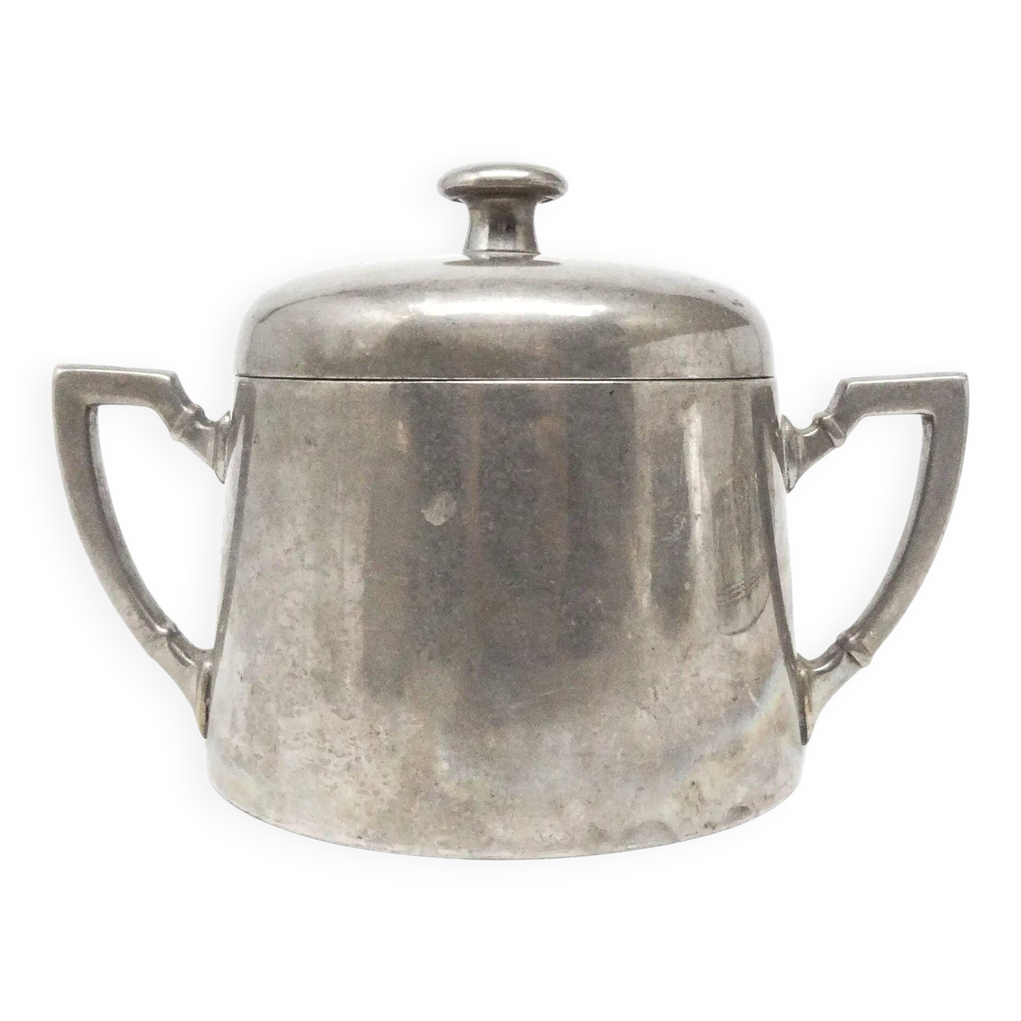 Art Deco sugar bowl, silver-plated brass, Germany, 1920s