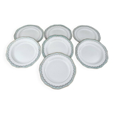 Lot de 7 assiettes à dessert en faïence Longwy France modèle Trianon