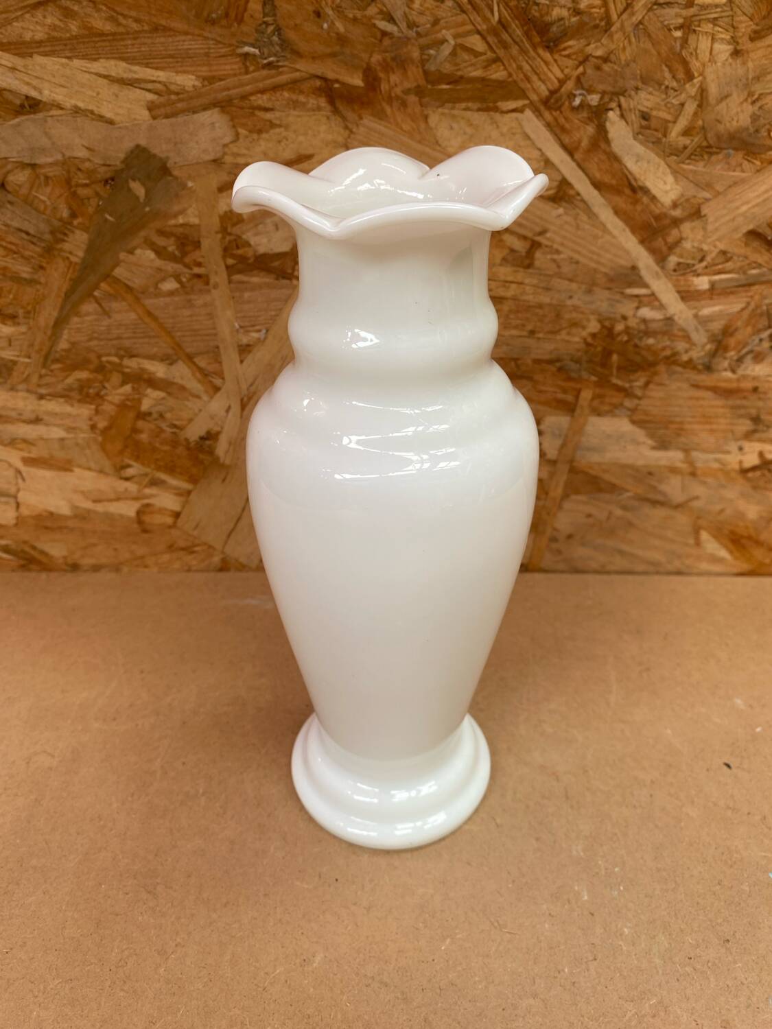 Old White Opaline Soliflore Vase Vintage Corolla Neck