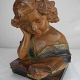 Old plaster bust under study art deco antique french bust 30s