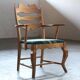 Vintage Brutalist Oak Razorblade Green Striped Armchair by H Kjærnulf, 1960