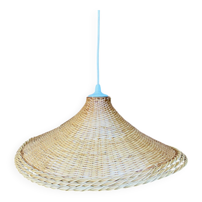 Suspension ovale en rotin vintage