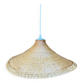 Large vintage oval rattan pendant light
