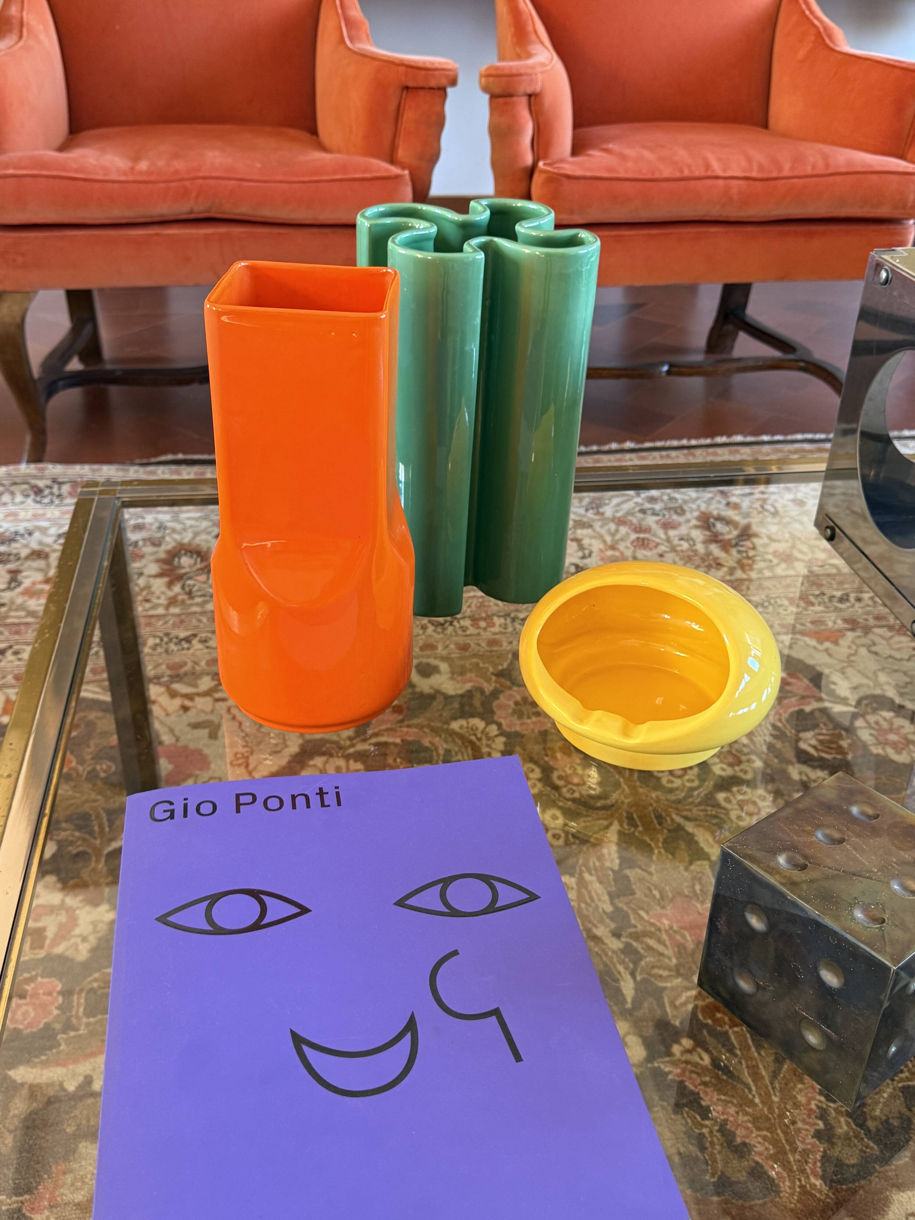 Studio Opi, space age orange ceramic vase, Gabbianelli Italy ca. 1960