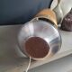 Vintage table lamp with brushed aluminium base - cylinder shade