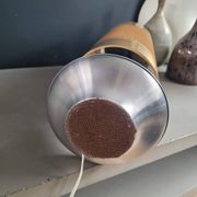 Lampe à poser vintage pied aluminium brossé - abat-jour cylindre