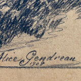 Pair of original drawings by Alice Gendreau dated 1908 "Alpine Landscapes"