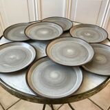 Set of 8 70s stoneware dessert plates
