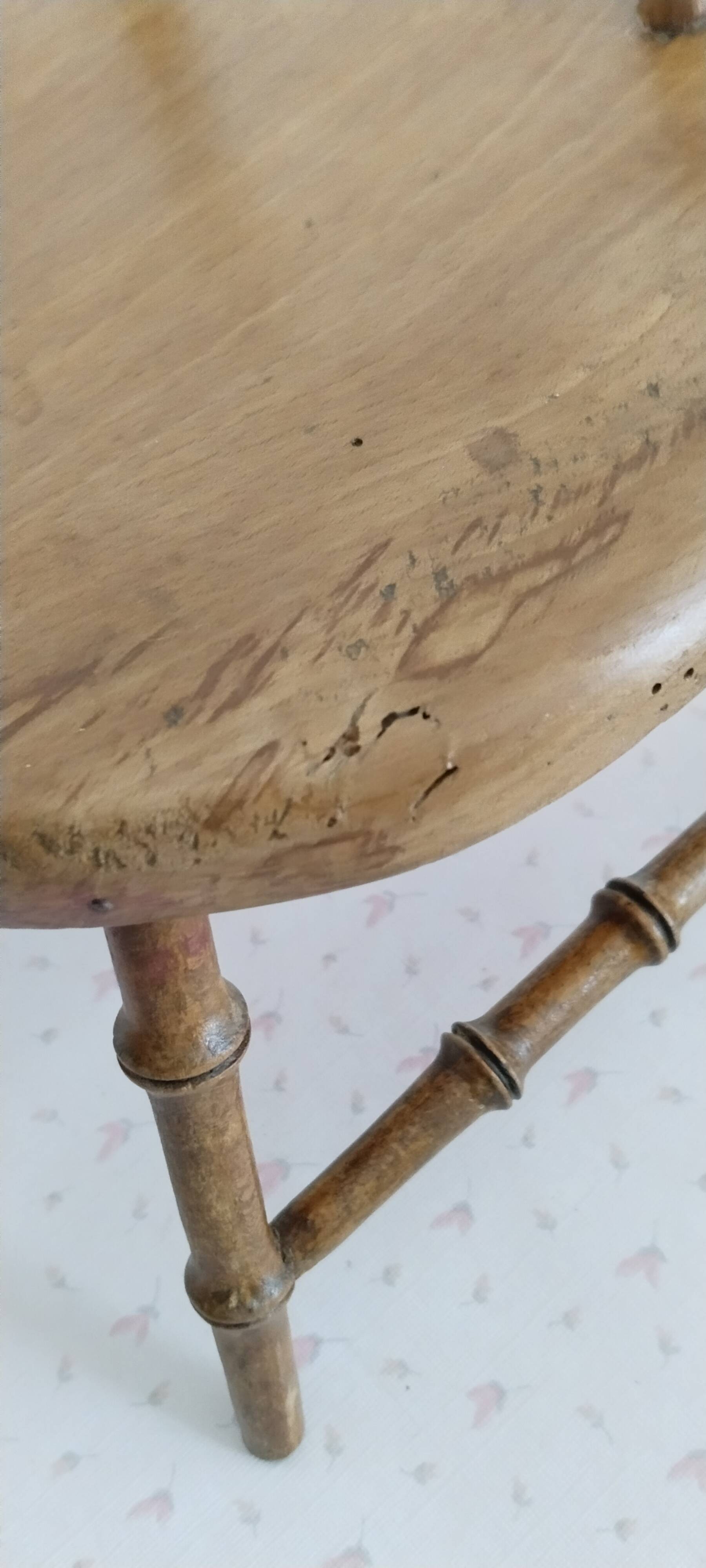 Vintage doll chair, in wood, and Liberty cushion