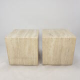 Italian Travertine Side Table, 1980's