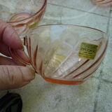 Set of 6 pink tea cups with rosaline sub-cup Arcoroc Luminarc