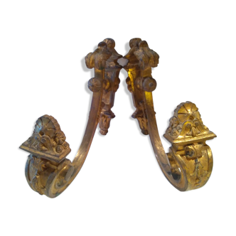 Pair of 19th century gilded bronze doorpieces