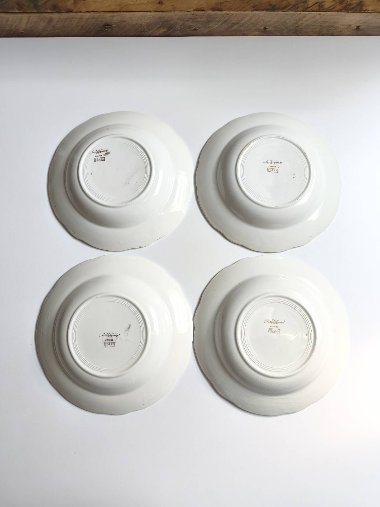 Lot de 4 assiettes creuses vintage Sarreguemines modèle Béarn fleurs