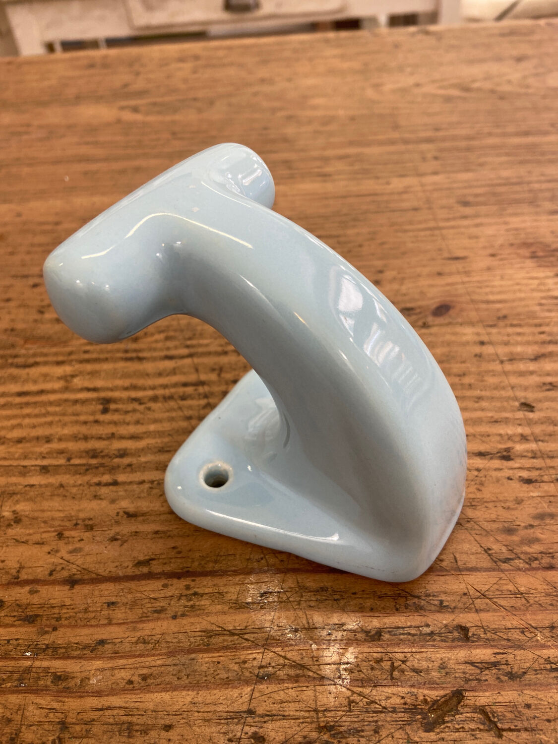 Vintage blue porcelain hook