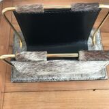 Letter holder in cowhide and brass