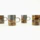 Lot of 4 espresso cups and 4 sub cups in Japanese "Raku" style