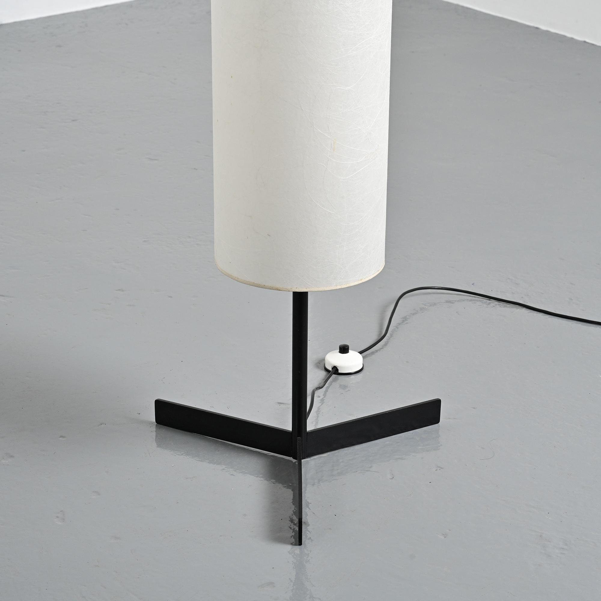 Rice paper and metal floor lamp, attributed to Temde, circa 1970.