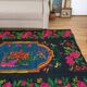 Charming Romanian rug with deers, lovely nature scenery on a floral background 155x205cm