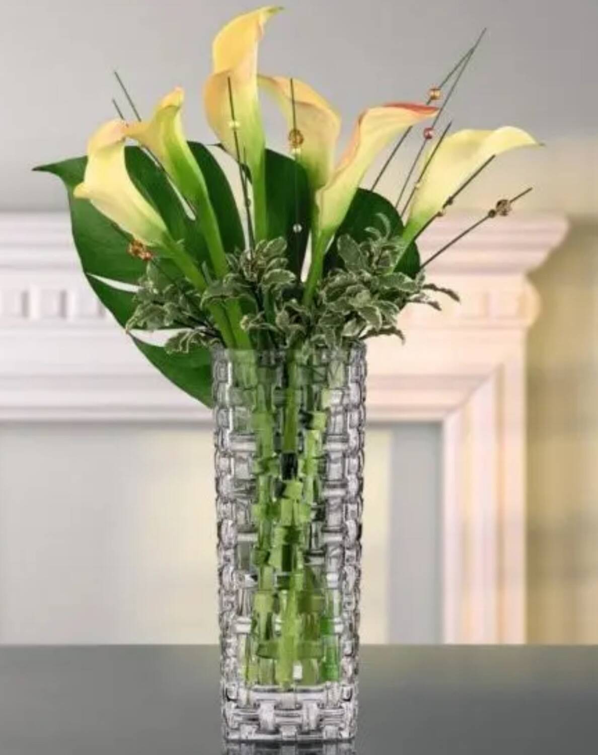 Grand vase maille osier en cristal