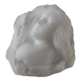 Sculpture face of woman in marble block 13 x 12 x 8 cm